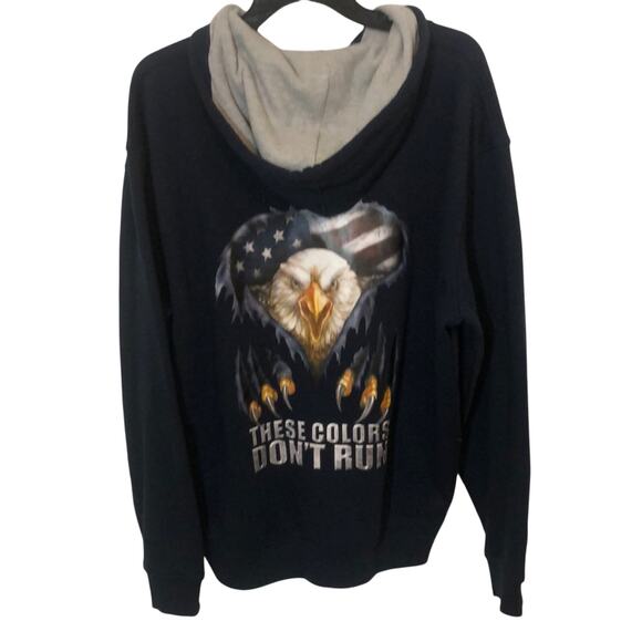 The Bradford Exchange Zip Up Hoodie Med Sweatshirt Flag Bald Eagle USA Skater - Picture 2 of 8